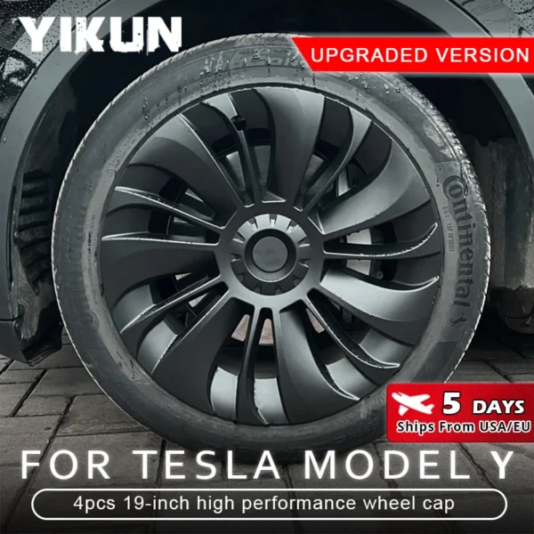 4PCS Hub Cap Car Replacement Wheel Cap 19 Inch Performance Automobile Hubcap Full Cover Accessories for Tesla Model Y 2023 2024